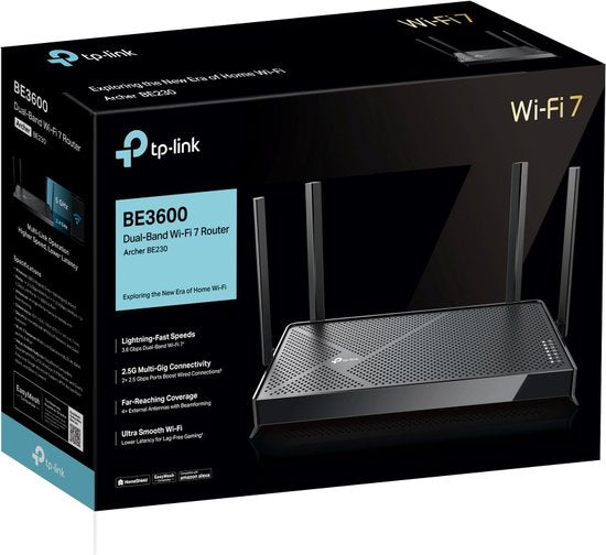 TP-Link Archer BE230 - Routeur - Amplificateur Wi-Fi - Bi-bande - Wi-Fi 7 - 3 600 Mbps - Noir