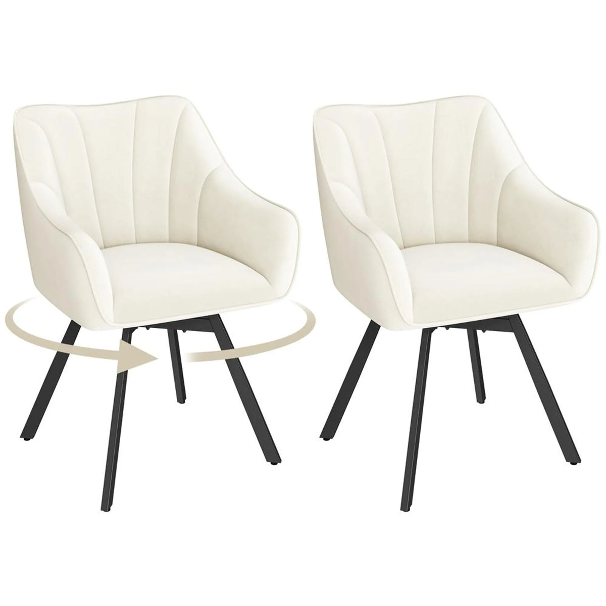 Chaise de salle à manger pivotante à 360° Yaheetech en velours, 55 x 58,5 x 82 cm – Beige élégant – Polyester et métal