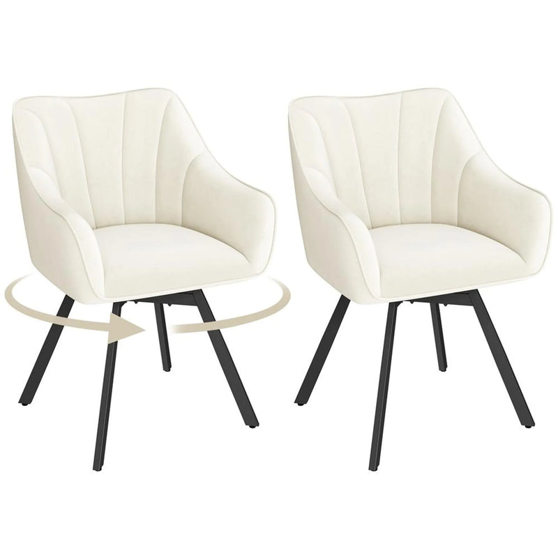 Chaise de salle à manger pivotante à 360° Yaheetech en velours, 55 x 58,5 x 82 cm – Beige élégant – Polyester et métal