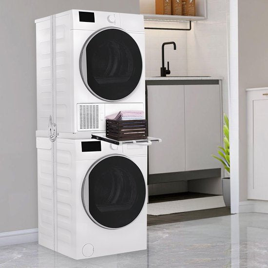 Vonia Spacer Washer Dryer - Stacking Kit Washer Dryer - Universal - Adjustable - Extendable Towel Holder - White