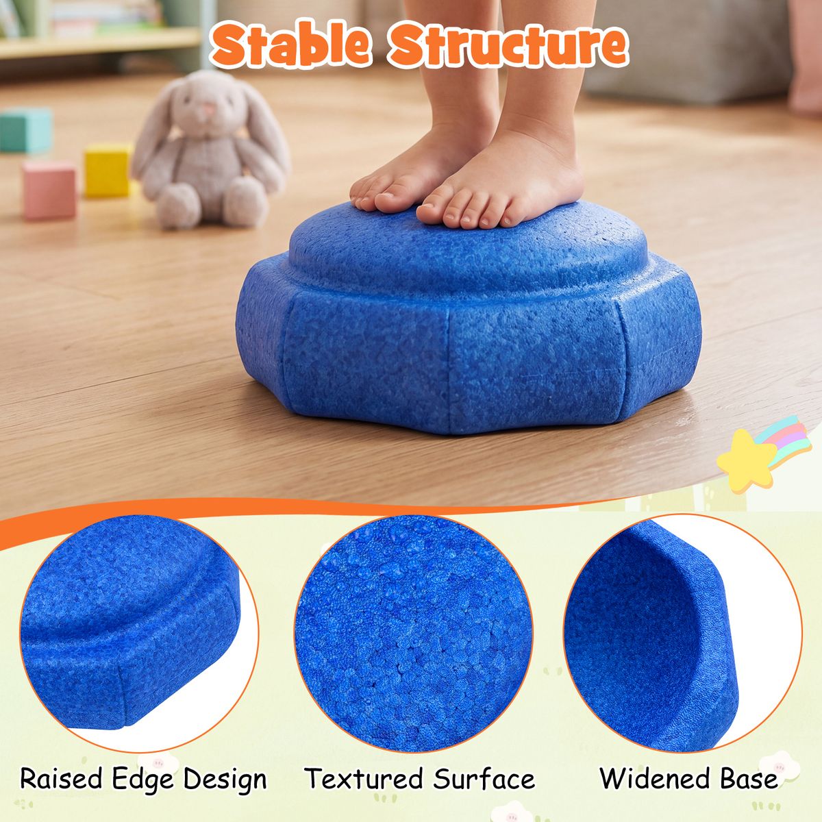 Coast Pierres d'équilibre pour enfants - lot de 6 pièces - antidérapantes - empilables - multicolores