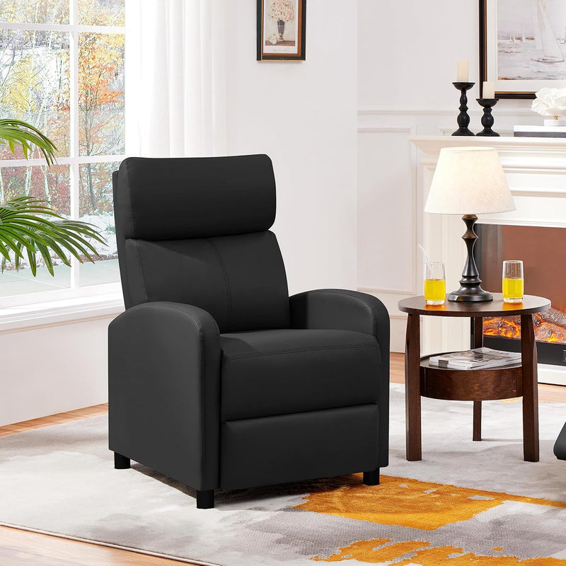 Fauteuil de détente Yaheetech avec repose-pieds - simili cuir - noir