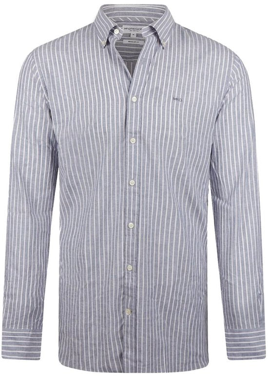 Chemise McGregor en coton et lin à rayures indigo - Taille XL - Homme