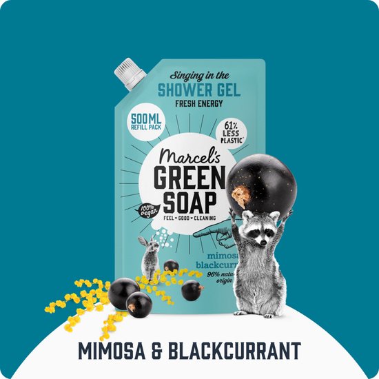 Recharge de gel douche Marcel's Green Soap - Mimosa et cassis - 6 x 500 ml