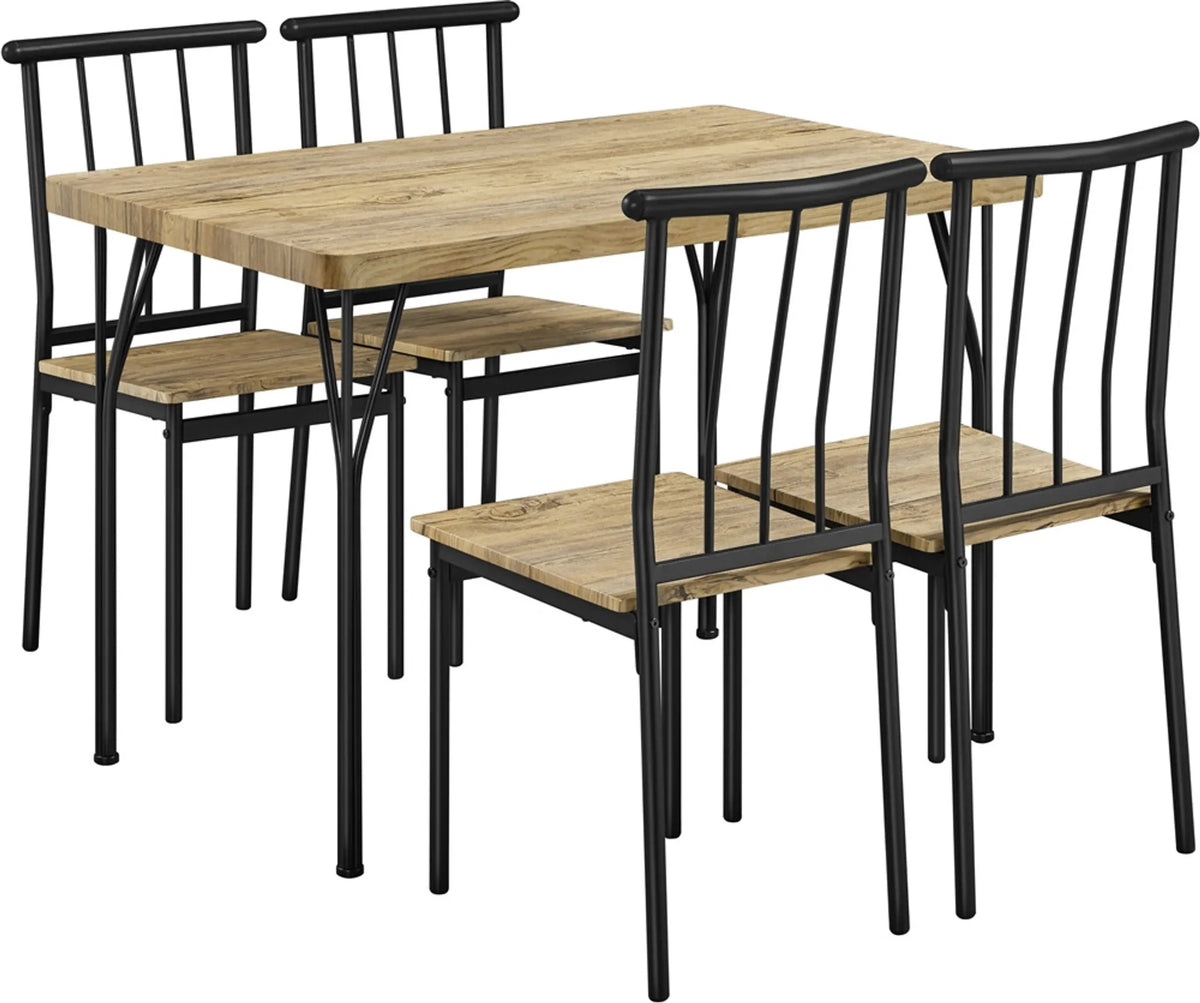 Ensemble de salle à manger Yaheetech 5 pièces pour 4 personnes - Table avec 4 chaises - 110 x 70 x 76,5 cm - Marron