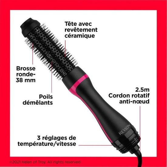 Revlon - Tools One Step Style Booster - Brosse volumatrice et brosse pour sèche-cheveux tout-en-un (2 en 1) - Diamètre : 38 mm - Revêtement en céramique