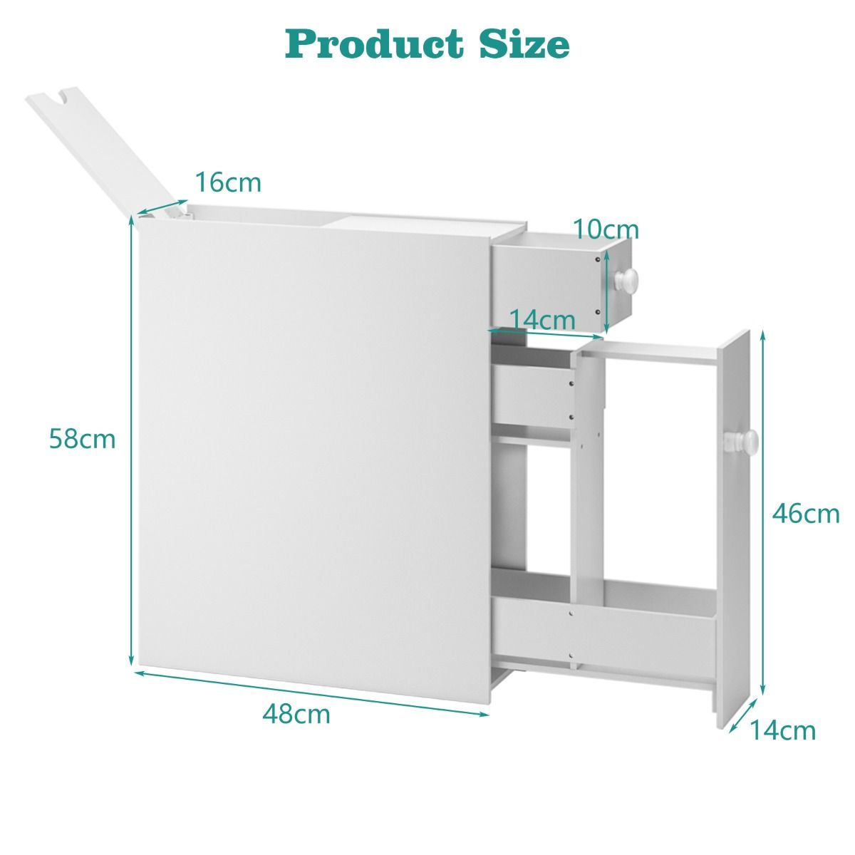 Coast Armoire de salle de bain gain de place - avec tiroir - 48 x 16 x 58 cm - blanc