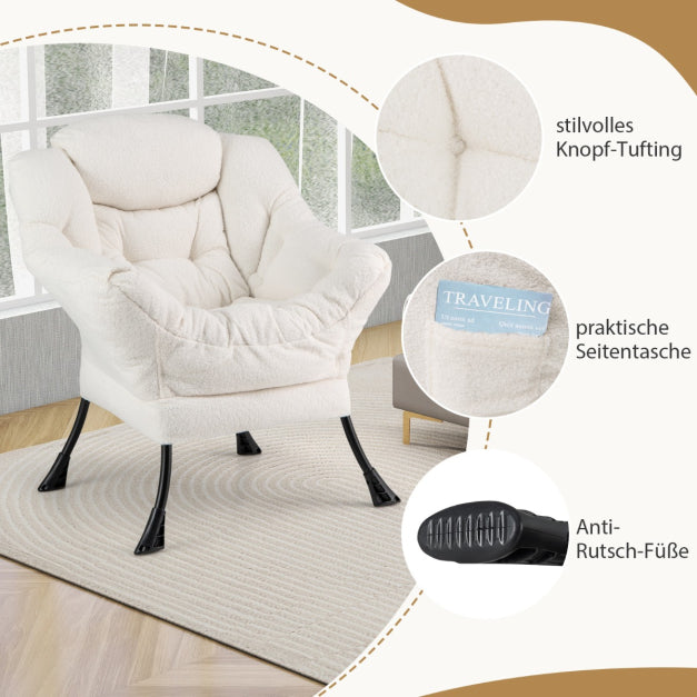 Fauteuil Coast - PP-Coton - Max 150KG - Repose-pieds inclus - 80 x 74 x 97 cm - Blanc