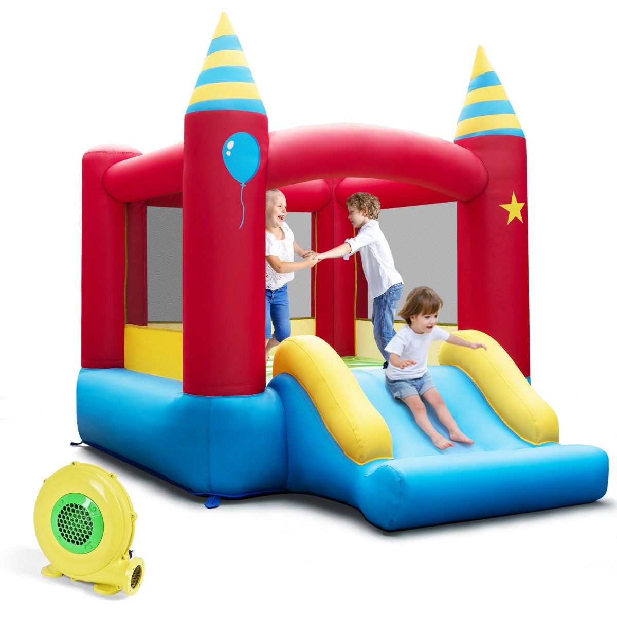Château gonflable Coast avec toboggan - souffleur inclus - utilisable à l'intérieur comme à l'extérieur - 260 x 190 x 205 cm
