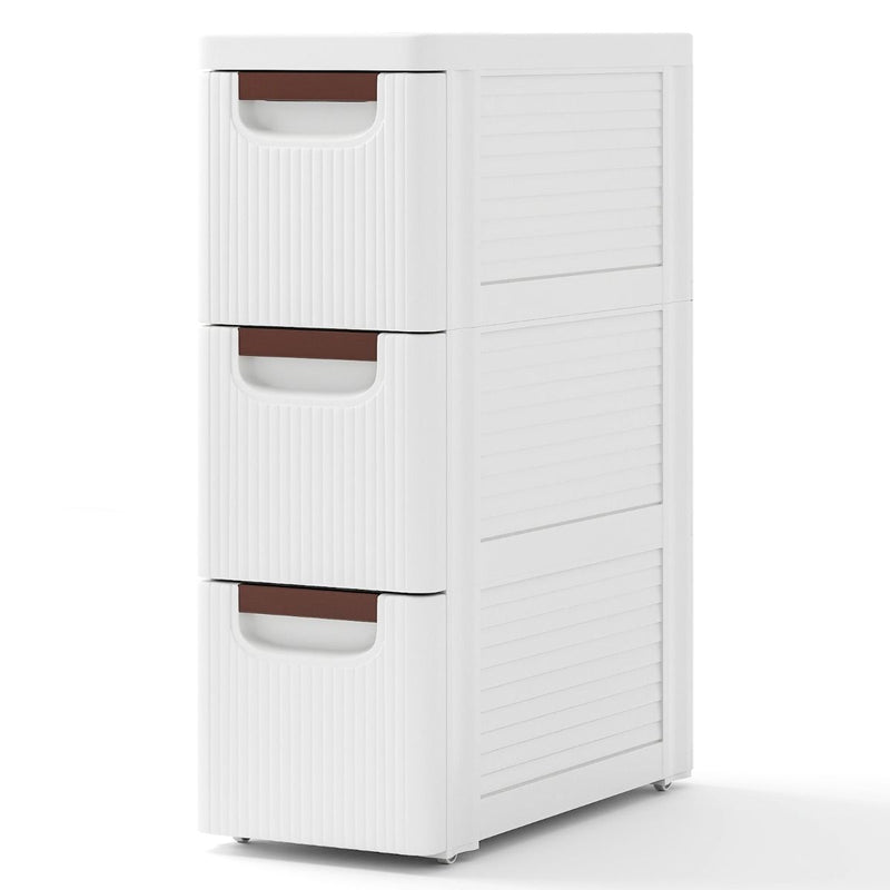 Coast : petite armoire de rangement à roulettes - 3 tiroirs - design élancé - blanc - 42 x 19 x 74 cm