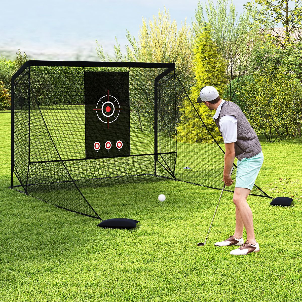 Filet d'entraînement de golf Coast - avec cible et panneaux latéraux pliables - taille L - noir