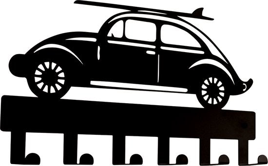 Porte-manteau « voiture » pour chambre d'enfant - porte-manteau mural « voiture et planche de surf » à 6 crochets pour chambre de bébé