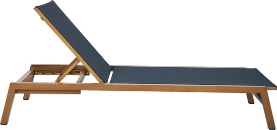 Chaise longue AXI Logan aspect bois/anthracite – Structure en aluminium thermolaqué – Dossier à 5 positions – Assise en Textileen – 193 x 70 cm
