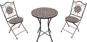 AXI Amélie Ensemble de bistrot Mosaïque Fleurs Rose - Structure métallique avec carreaux en céramique – Ensemble de balcon comprenant 2 chaises et une table