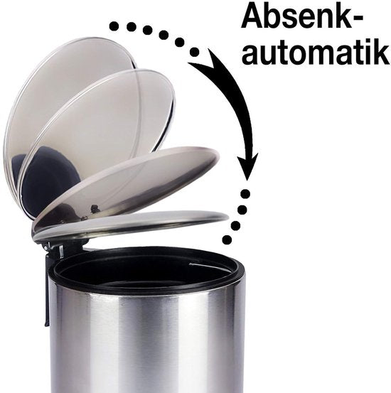 Seau de salle de bains 3 l acier inoxydable mécanisme de fermeture douce poubelle poubelle argent chrome métal