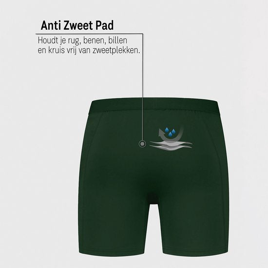Fibershirts Anti-Sweat Boxer Shorts - Sweat Pad intégré - MicroModal respirant - Anti-Transpiration - Hommes - Taille L - Vert