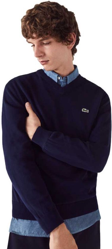 Lacoste Organic Cotton V-neck Sweater - Maillots de sport - Bleu marine - Hommes - Taille S