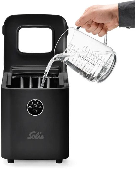 Machine à glaçons Solis Ice Cube Express 1 litre - 12 kg de glace en 24 heures - Machine à glaçons compacte - Glaçons de différentes tailles - Auto-nettoyante - Facile à utiliser - Noire