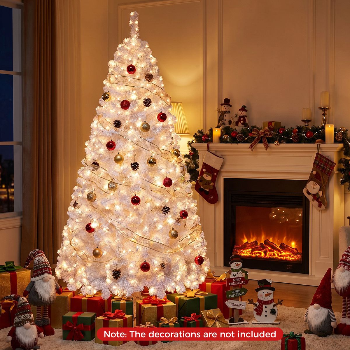 Sapin de Noël artificiel Coast - 180 cm - 230 ampoules LED blanc chaud - 8 modes d'éclairage - Effet neige