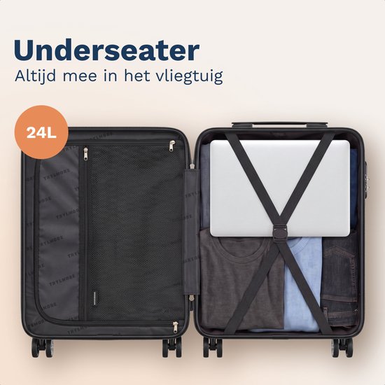 Valise cabine TRVLMORE - 40 x 30 x 20 cm - À placer sous le siège - 24 L - Serrure à combinaison - 4 roulettes - Champagne