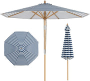 Parasol en bois Coast 270 cm - rayures bleues et blanches