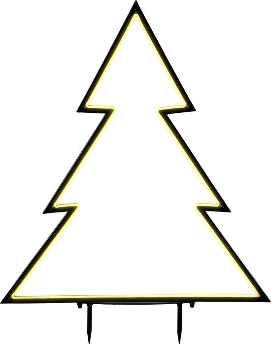 Luca Lighting Garden d'Light - Tige décorative pour sapin de Noël d'extérieur - Décoration de Noël d'extérieur avec lumières LED blanc chaud - Décoration de Noël avec minuterie et 8 modes d'éclairage - Guirlande lumineuse - L 72 x H 100 cm - Noir