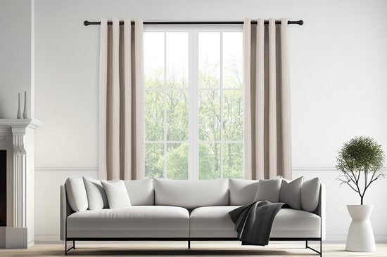 Lifa Living - Beige Rideaux de luxe - occultant - polyester - avec 8 anneaux de suspension - 150 x 260 cm