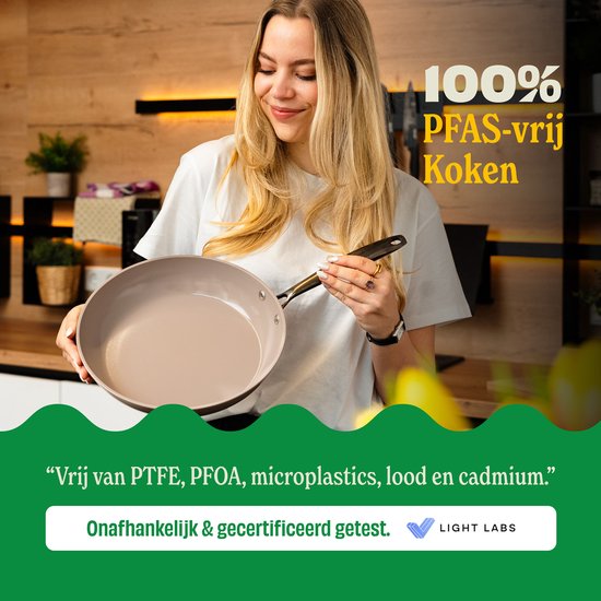 Batterie de cuisine Cook & Pan 9 pièces, couleur Taupe ou Mind - Sans PFAS - Compatible avec toutes les sources de chaleur - Batterie de cuisine garantie 7 ans - Revêtement antiadhésif résistant aux rayures - Lavable au lave-vaisselle - Gaz, induction, él