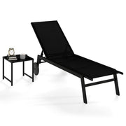Lit de bronzage Coast - 190 x 59 x 99 cm - Réglable - Mobile - Métal - Noir