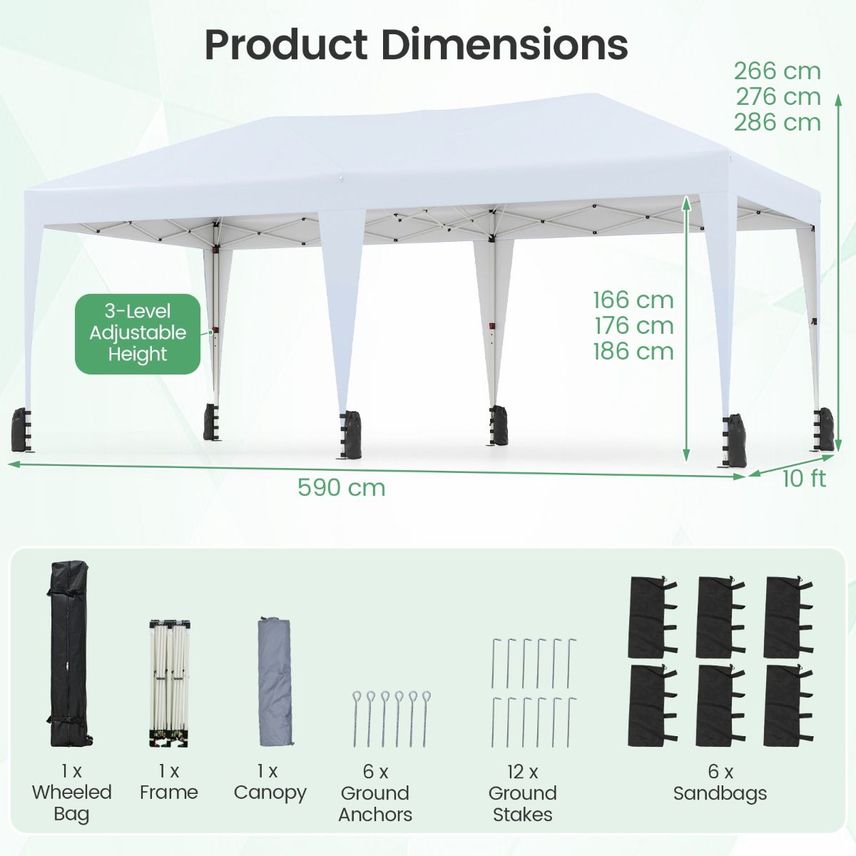 Tente de fête pop-up Coast - pavillon pliable - protection UV 50+ - blanc 3 x 6 m