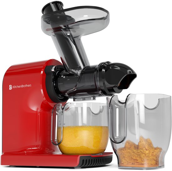 KitchenBrothers Extracteur de jus - Compact - Presse-agrumes - Presse-légumes et fruits - 45 mm - 500 ml - Rouge