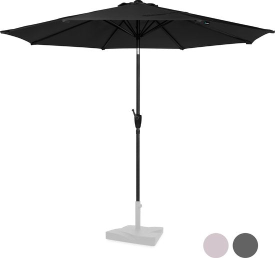 VONROC Premium Parasol à manche Recanati Ø300cm - Housse de protection incluse - Parasol rond - Inclinable - Toile résistante aux UV - Noir