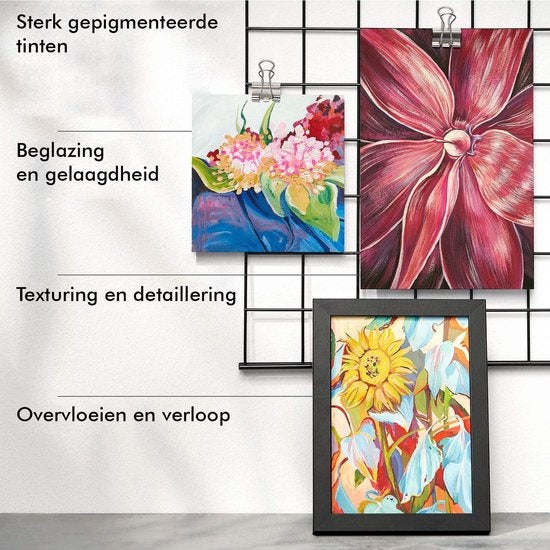 Rubye® Acrylic Painting - Peinture - Pinceaux - Hobby and Creative - Painting by Number - 22ML Tubes - 6 Couleurs