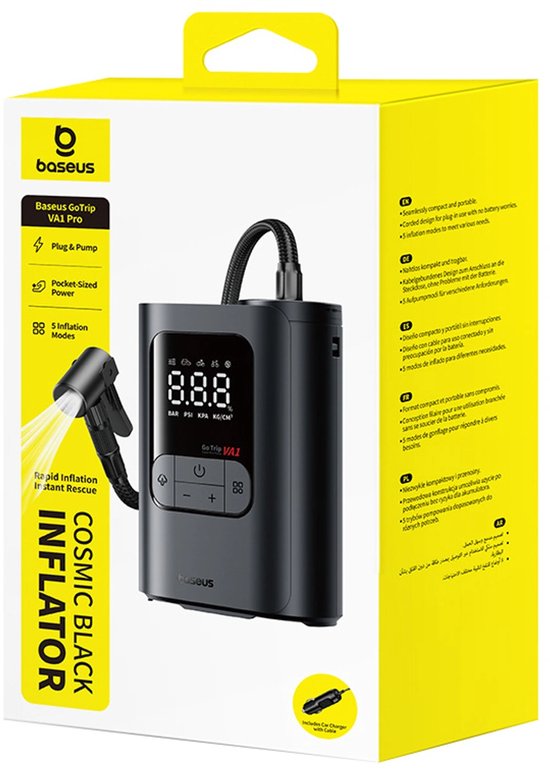 Baseus GoTrip VA1 - Compresseur de voiture - 150 PSI - 12 V - Éclairage LED