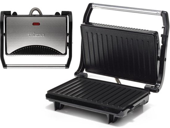 Grill de table Tristar - GR-2846 - 700 W - Appareil à croque-monsieur - Surface de cuisson 22,5 x 14 cm - Aluminium