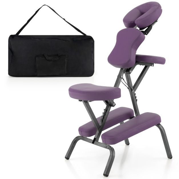 Fauteuil de massage Coast - Pliable - Avec mallette de transport - Max 150 kg - 48 x 55 x 120 cm - Violet