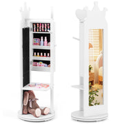 Coast : armoire à bijoux pour enfants - miroir sur pied - pied pivotant - cintre et étagères - rose/blanc