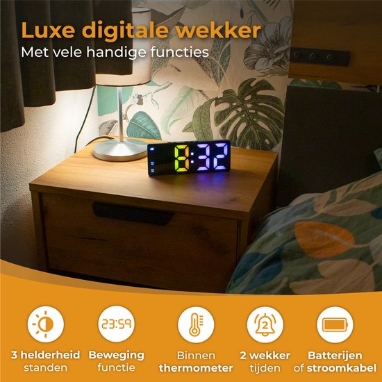 Nuvance - Réveil numérique - Réveil numérique - Réveil pour enfants et adultes - Réveil de voyage - Chambre à coucher - Réveil Led numérique - Réveil - Couleur noire