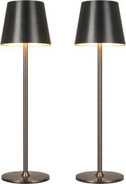 Lampe de table sans fil - Sans fil et rechargeable via USB-C – 3 couleurs de lumière LED – Intérieur et extérieur – Lot de 2 pièces - Anthracite - BREND BR-2247