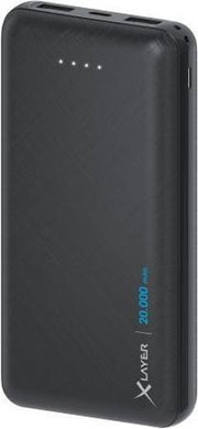 Xlayer Powerbank Micro Black - Batterie externe LiPo de 20 000 mAh - 2 ports USB - 1 entrée USB-C - noir