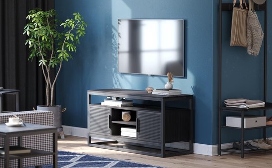 O'DADDY® Table murale - Table d'appoint industrielle - avec 2 étagères en filet - Table d'appoint 60x30x60 cm - Table de salle - couleur noir/gris foncé