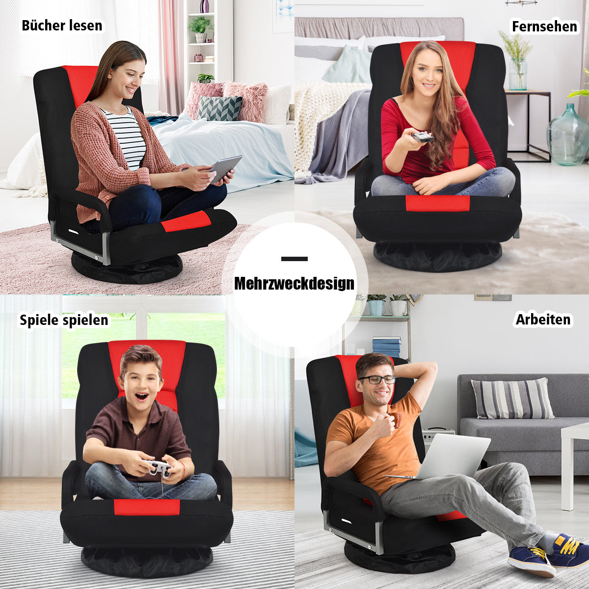 Coast Vloerstoel Draaibaar Relax Stoel Vloer - Rood