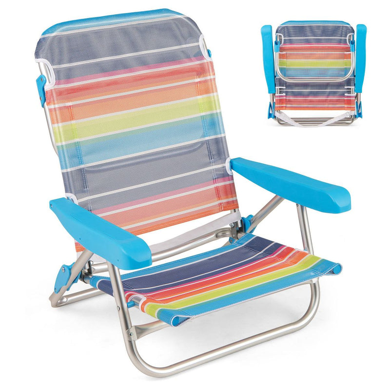 Lot de 2 chaises de plage pliantes Coast - Dossier réglable - Chaises de camping légères - 64 x 63 x 74 cm