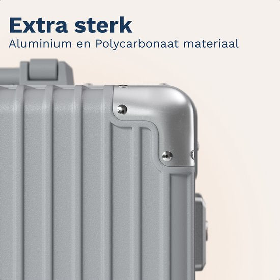 Valise cabine TRVLMORE Premium - 54 x 35 x 22 cm - Roulettes pivotantes à 360° - Double serrure à combinaison TSA - Polycarbonate - Sans fermeture éclair - 40 litres - Argent