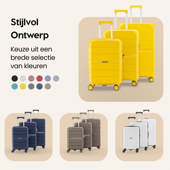 SKYCASES Urban Adventurer - Grande valise de voyage - Verrouillage par numéro - 49x30x75cm - 110L - Valise de voyage avec verrouillage de valise - Roues pivotantes - Jaune