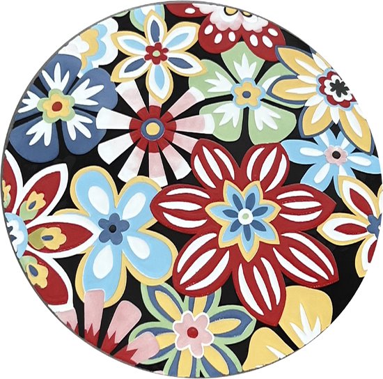 Table de bistrot AXI Amélie - Fiesta Flower – Table de jardin en métal – Ronde – 60 x 60 x 75 cm - Effet mosaïque – Incrustée de carreaux de céramique – Pour le jardin, la terrasse et le balcon
