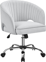 Yaheetech Fauteuil de bureau Fauteuil - 60 x 56,5 x 73-83 cm - avec rembourrage doux et velouté, hauteur d'assise réglable et fonction relaxante - pour le bureau et la salle de réception - polyester gris clair et métal