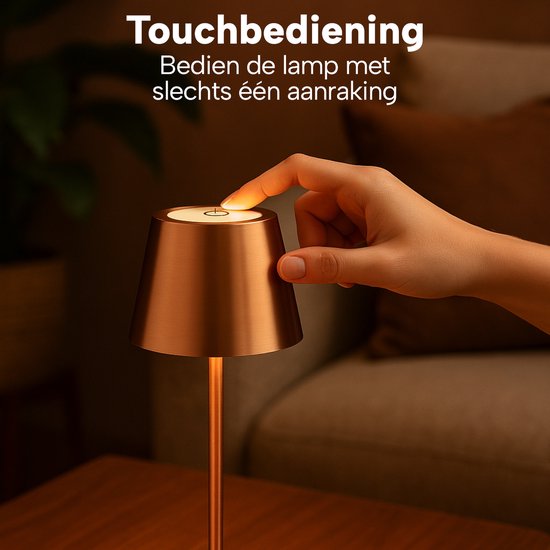 Lampe de table sans fil - Sans fil et rechargeable via USB-C – 3 couleurs de lumière LED – Intérieur et extérieur – Lot de 2 pièces - Bronze - BREND BR-2247