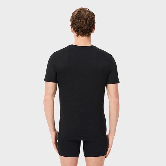 T-shirts Lacoste pour homme à col en V, 3 pièces, noir basique