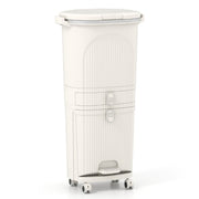 Poubelle de cuisine Coast - Tri sélectif à 3 compartiments - pédale et roulettes - beige/blanc - 42 litres